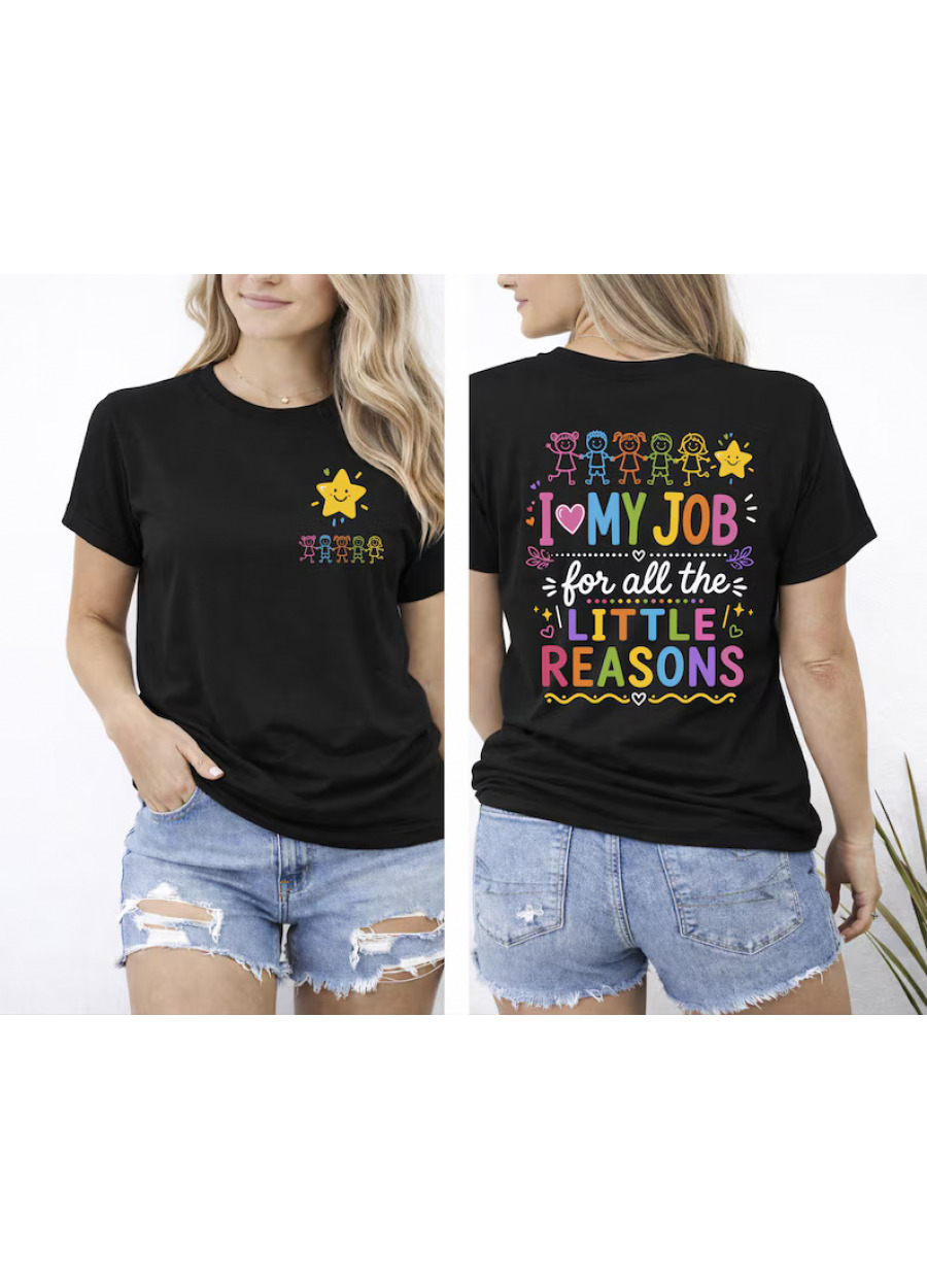 Preschool Teacher Shirt with Quote, I Love My Job Tee, Colorful Teacher Life T-Shirt, Back to School Gift