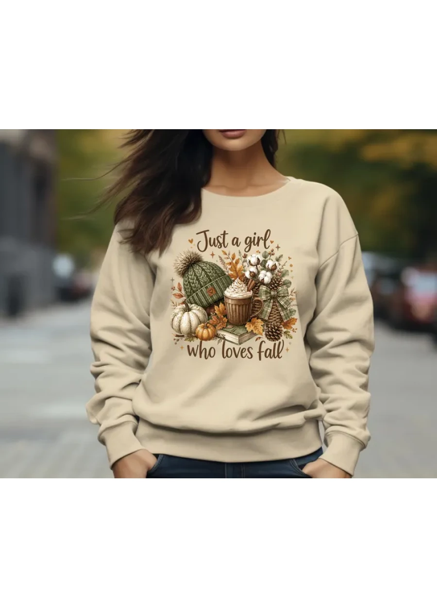 Just a Girl Who Loves Fall Sweatshirt, Cozy Season Sweater, Pumpkin Shirt