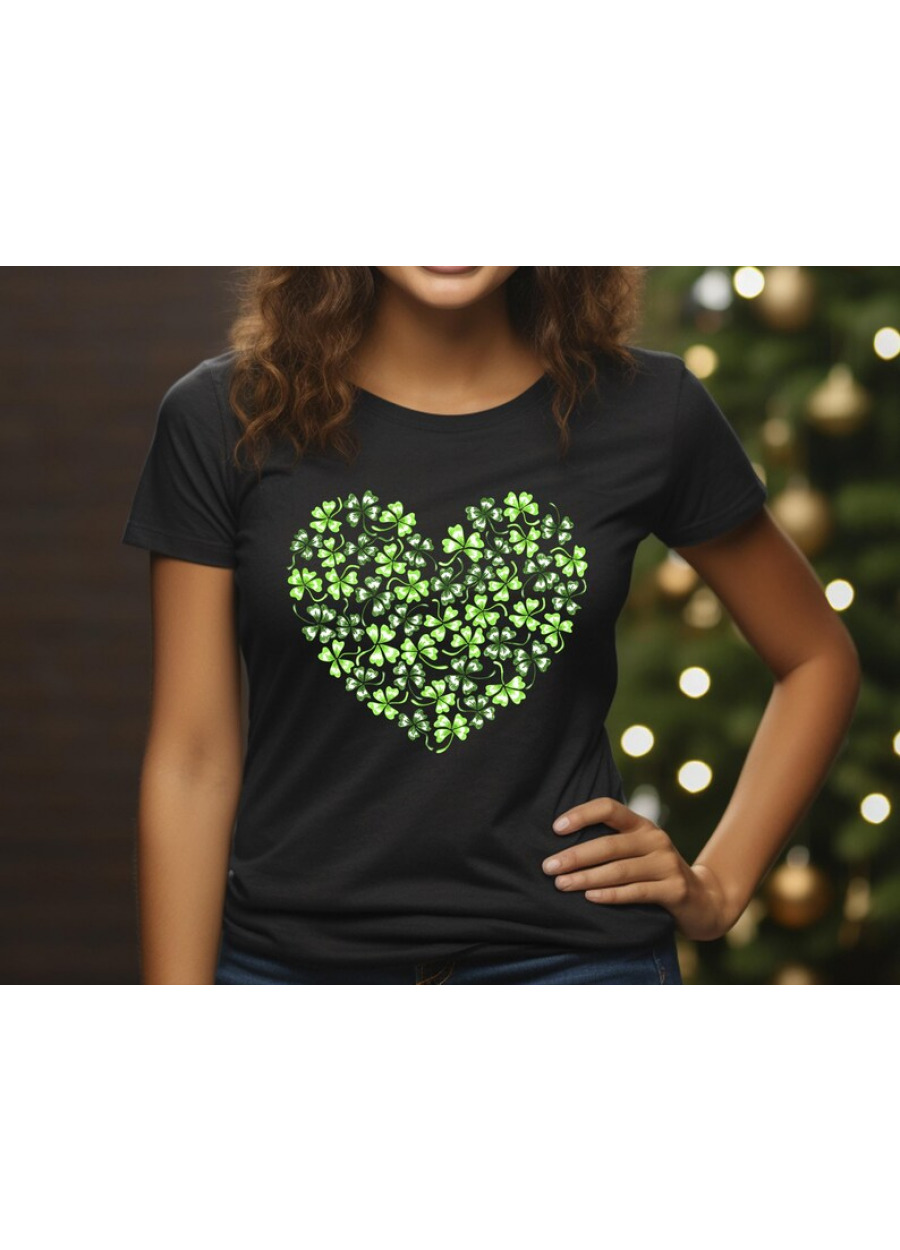 Shamrock Heart T-Shirt, Lucky Irish Clover St. Patrick's Day Shirt
