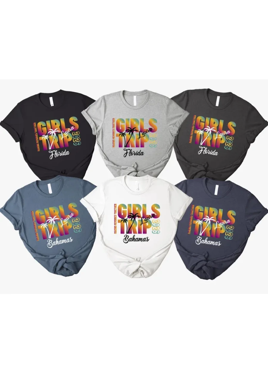 Girls Trip 2026 Shirt, Custom Group Vacation T-shirt, Matching Travel Tee