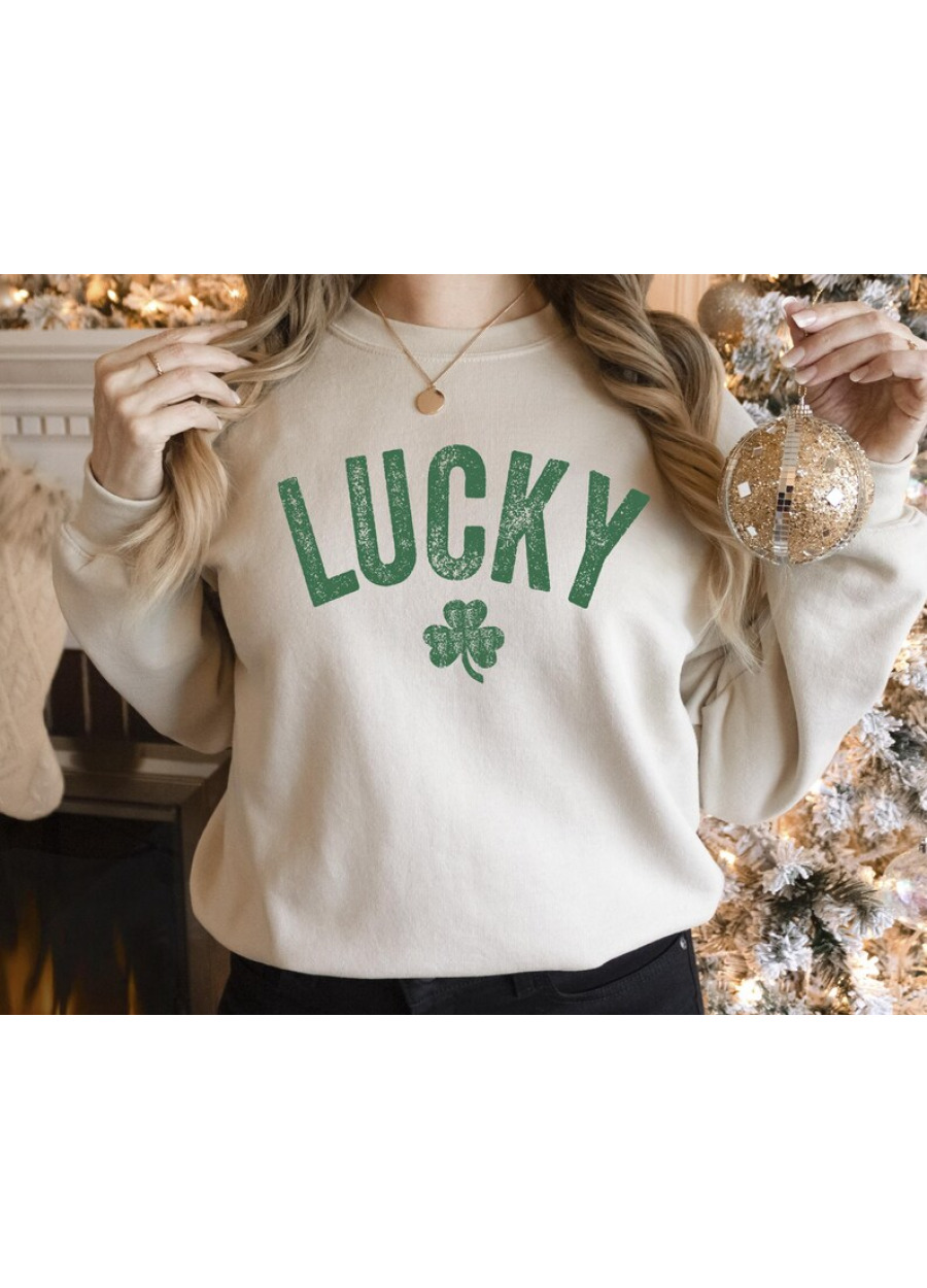 Womens Lucky Sweatshirt: Vintage Shamrock Sweater, St Patricks Day Hoodie