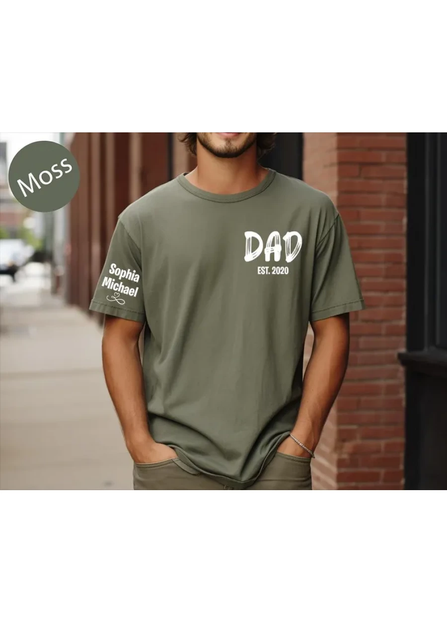 Personalized Dad T-Shirt: Comfort Colors Tee with Kids Names