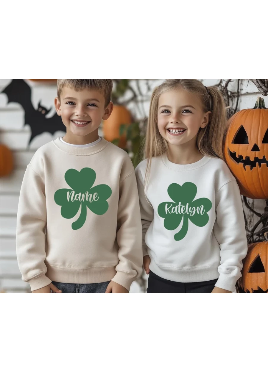 Personalized St Patrick's Day Shamrock Toddler Sweatshirt