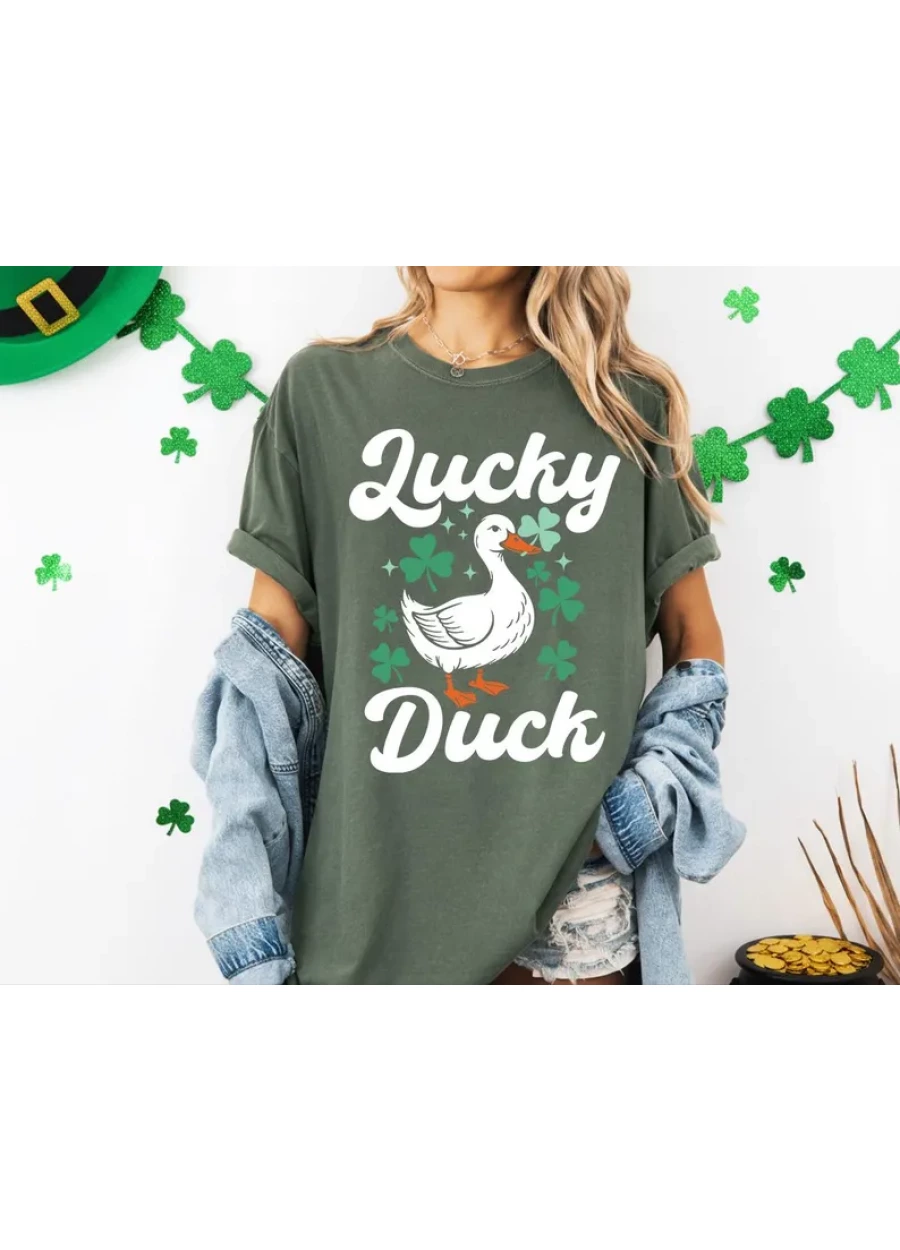 Comfort Colors® Lucky Duck T-Shirt, St Patrick's Day Sweatshirt, Lucky Charm Shirts, Irish Tee
