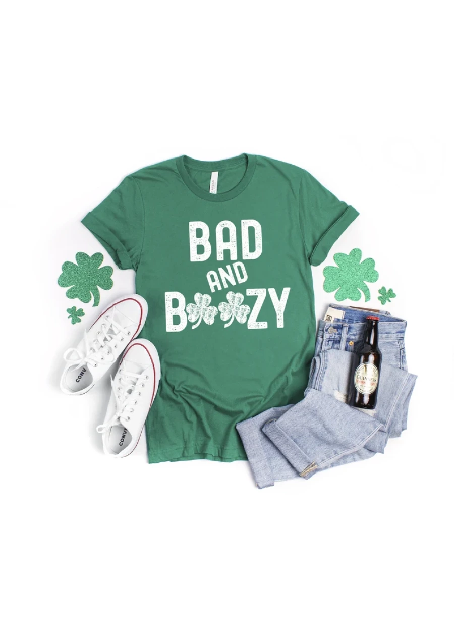St Patrick's Day Bachelorette Party Shirts: Bad & Boozy Irish Theme