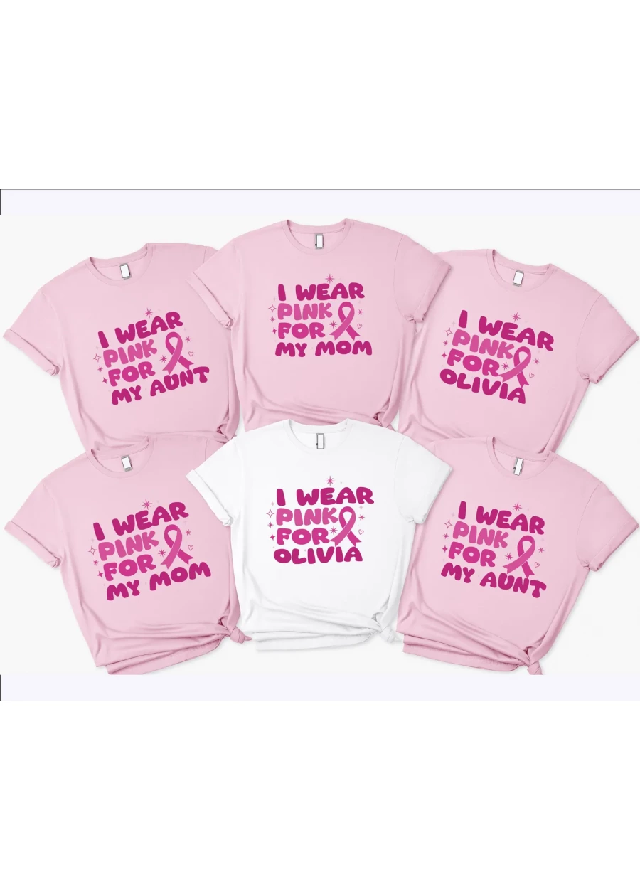 Custom Breast Cancer Awareness Shirt, I Wear Pink T-shirt, Pink Ribbon Support Tee