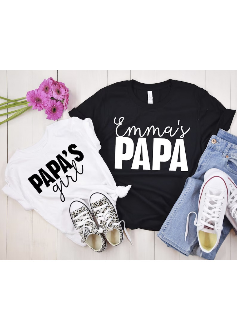 Papa and Papa's Girl Shirts, Matching Papa Shirt, Papa Father's Day Gift, Papa Shirt with Kids Name, Papa's Girl Shirt, Custom Papa Gift