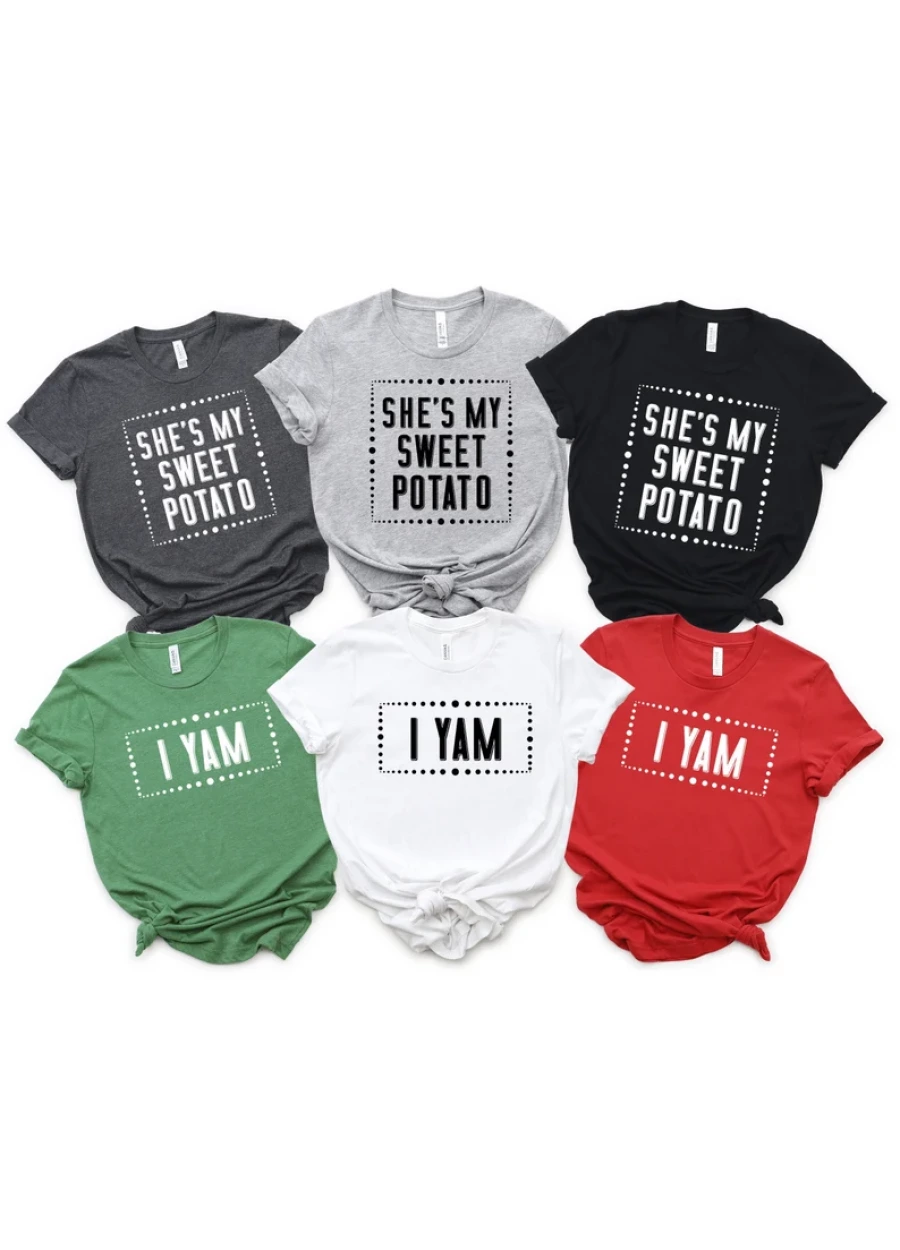Funny Thanksgiving Couple Shirt: She's My Sweet Potato / I Yam