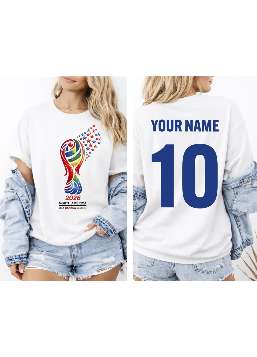 Custom World 2026 Comfort Colors T-Shirt, USA Canada Mexico Tee, Soccer Fan Shirt