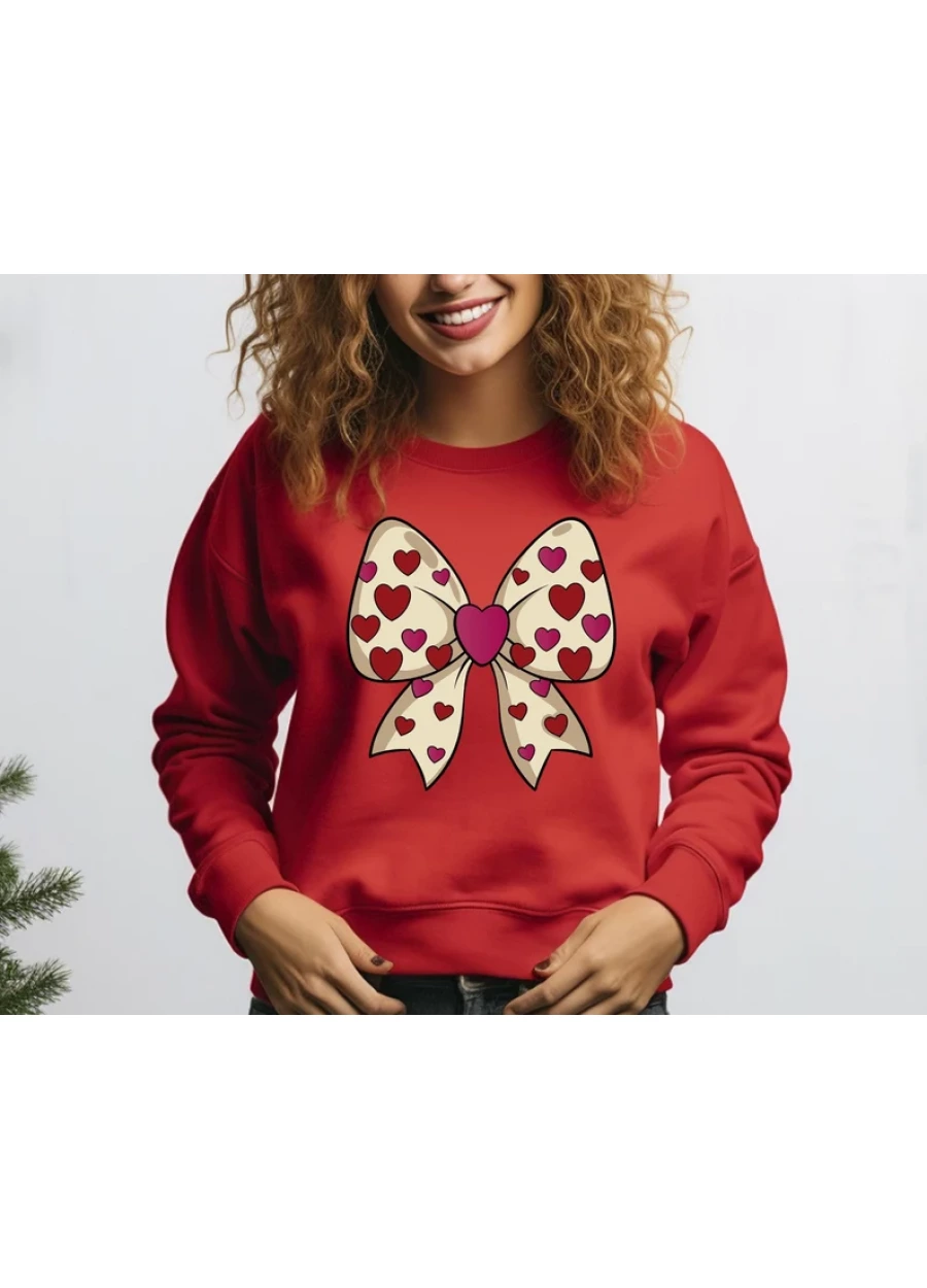 Valentine's Day Bow Sweatshirt: Coquette Heart Shirt, XOXO Love Tee