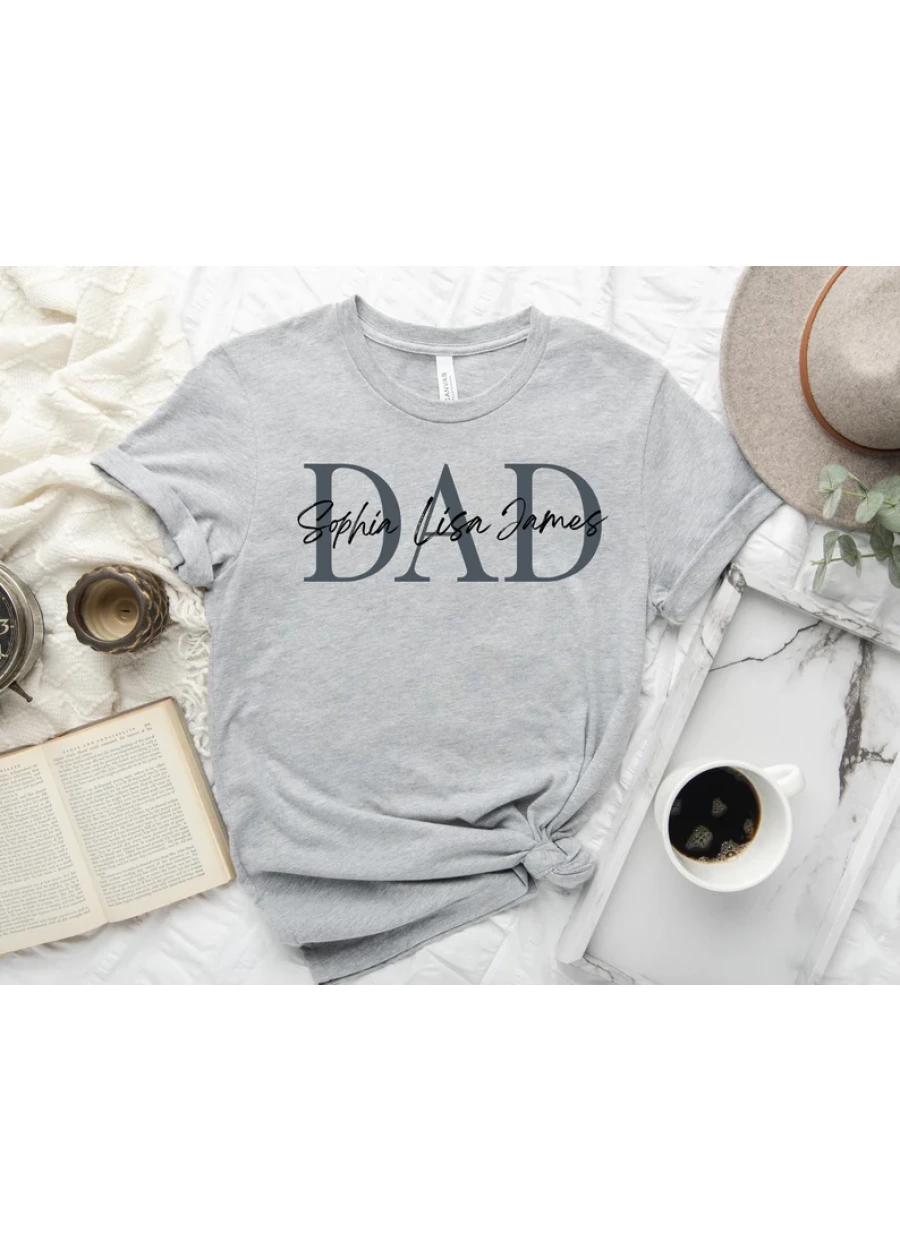 Custom Dad T-Shirt With Kids Names, Father's Day Shirt