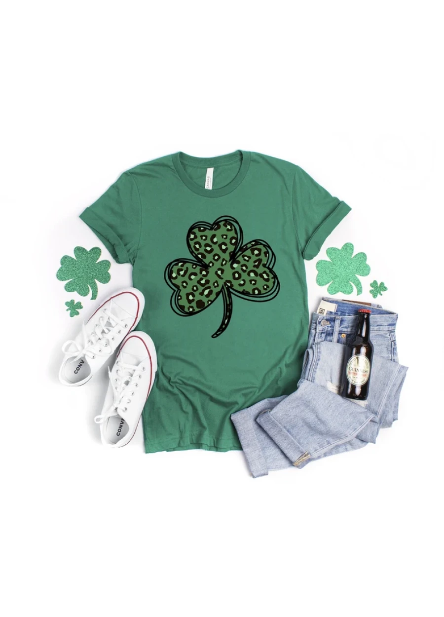 Leopard Print Shamrock Shirt: St Patrick's Day Lucky Tee