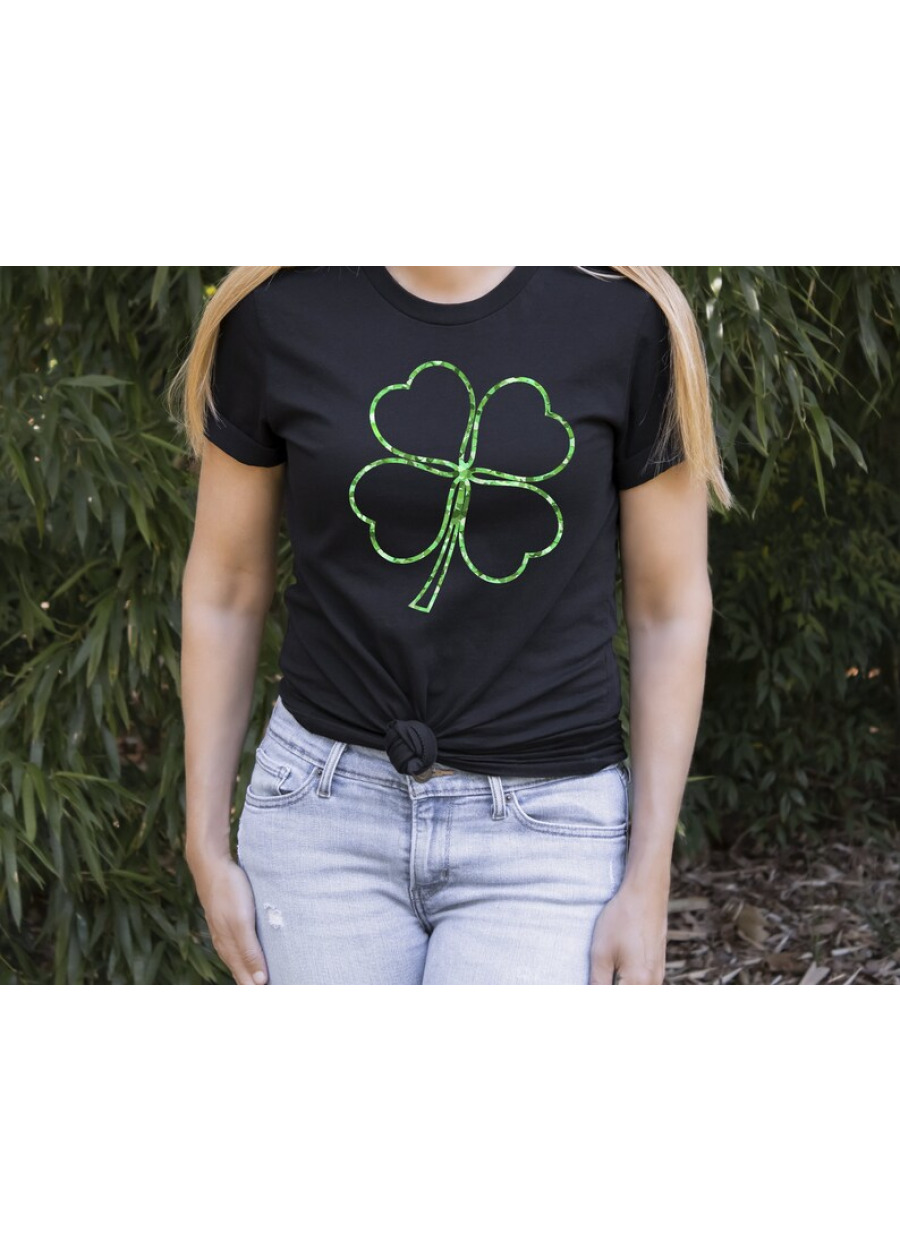 Womens Glitter Shamrock St. Patrick's Day Shirt