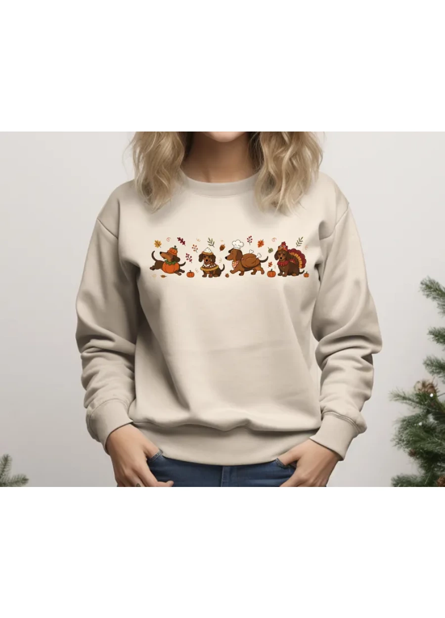 Turkey Dog Sweatshirt, Cute Wiener Dog Thanksgiving Tee, Dachshund Lover Sweater