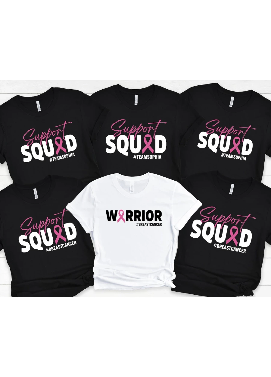 Custom Breast Cancer Support Squad Shirt: Warrior Fighter Tee, Cancer Awareness T-Shirt