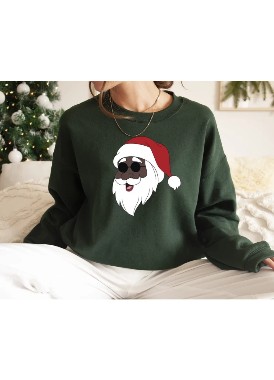 Black Santa Christmas Sweatshirt: Melanin Family Holiday Shirts