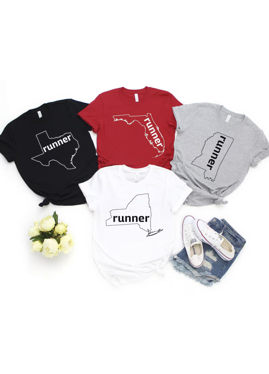 Personalized State Runner Shirt: Marathon Running Tee