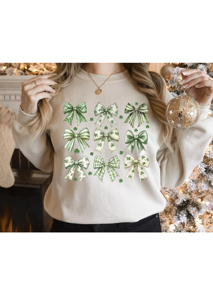Retro St Patrick's Day Sweatshirt: Coquette Shamrock Bows