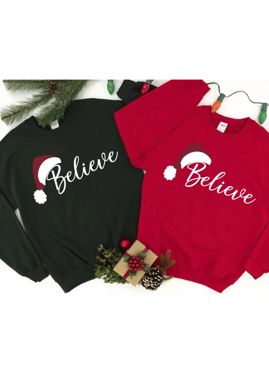 Believe Christmas Sweatshirt: Merry Holiday Family Gift