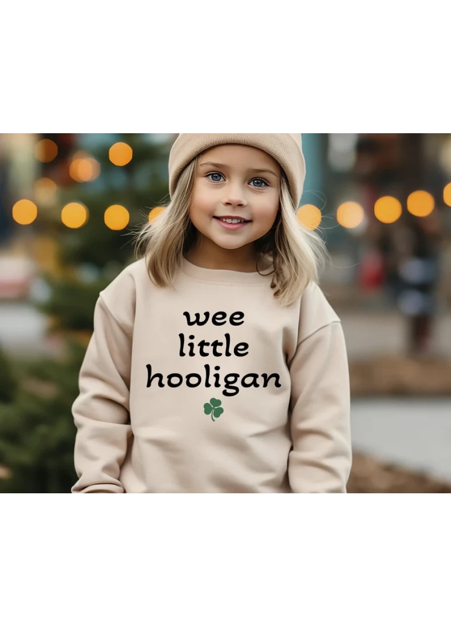 Wee Little Hooligan Toddler Sweatshirt: Vintage St Patrick's Day Shamrock Pullover