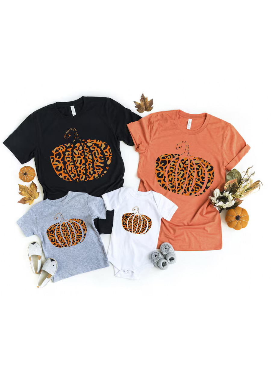Leopard Pumpkin Thanksgiving Shirt: Fall Family Tee