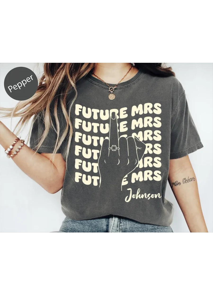 Retro Bachelorette Bride Comfort Colors Shirt, Personalized Future Mrs T-Shirt, Custom Bridal Tee, Bride to be