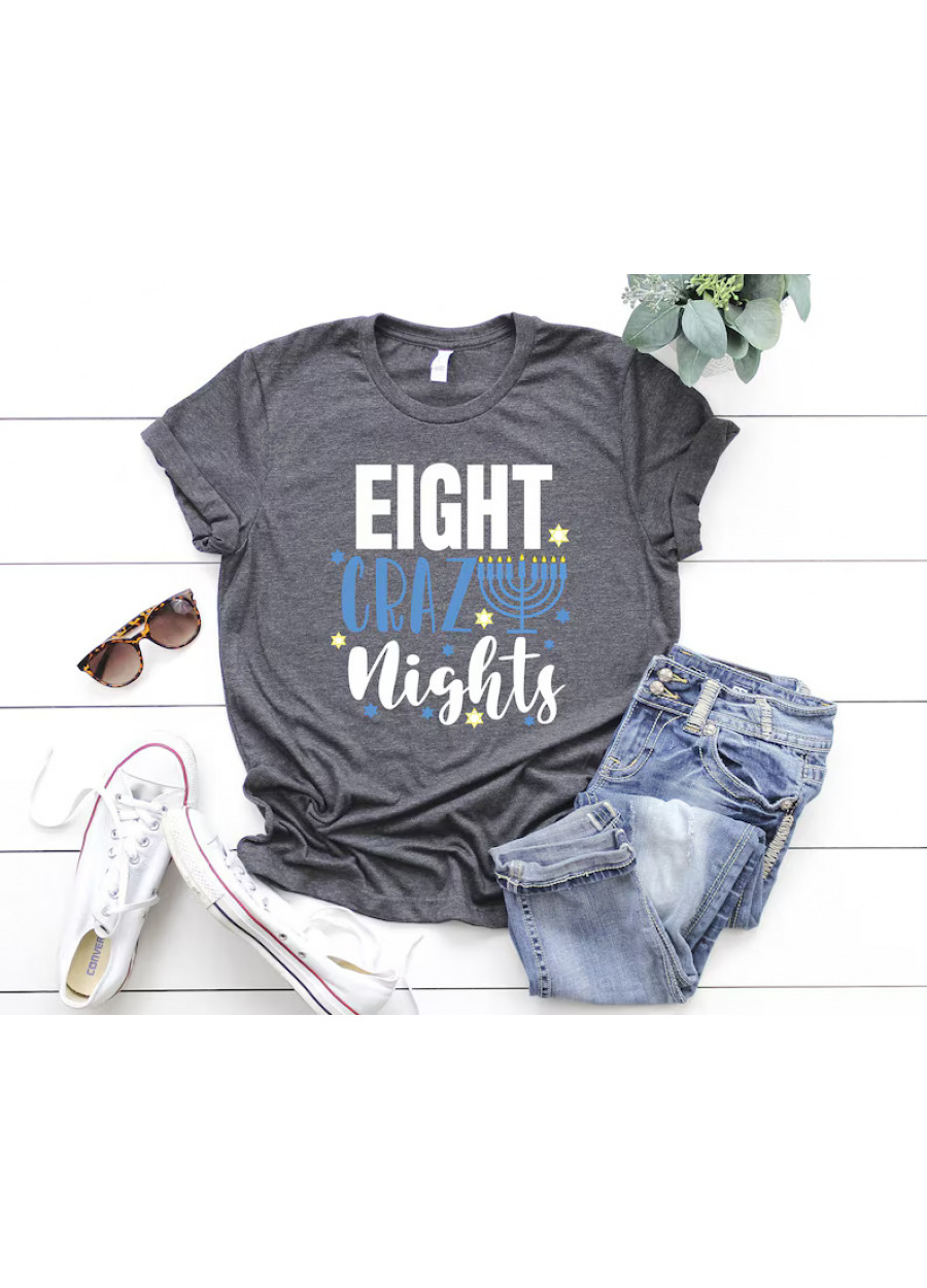 Funny Hanukkah Shirt, Eight Crazy Nights, Family Matching Jew Shirt
