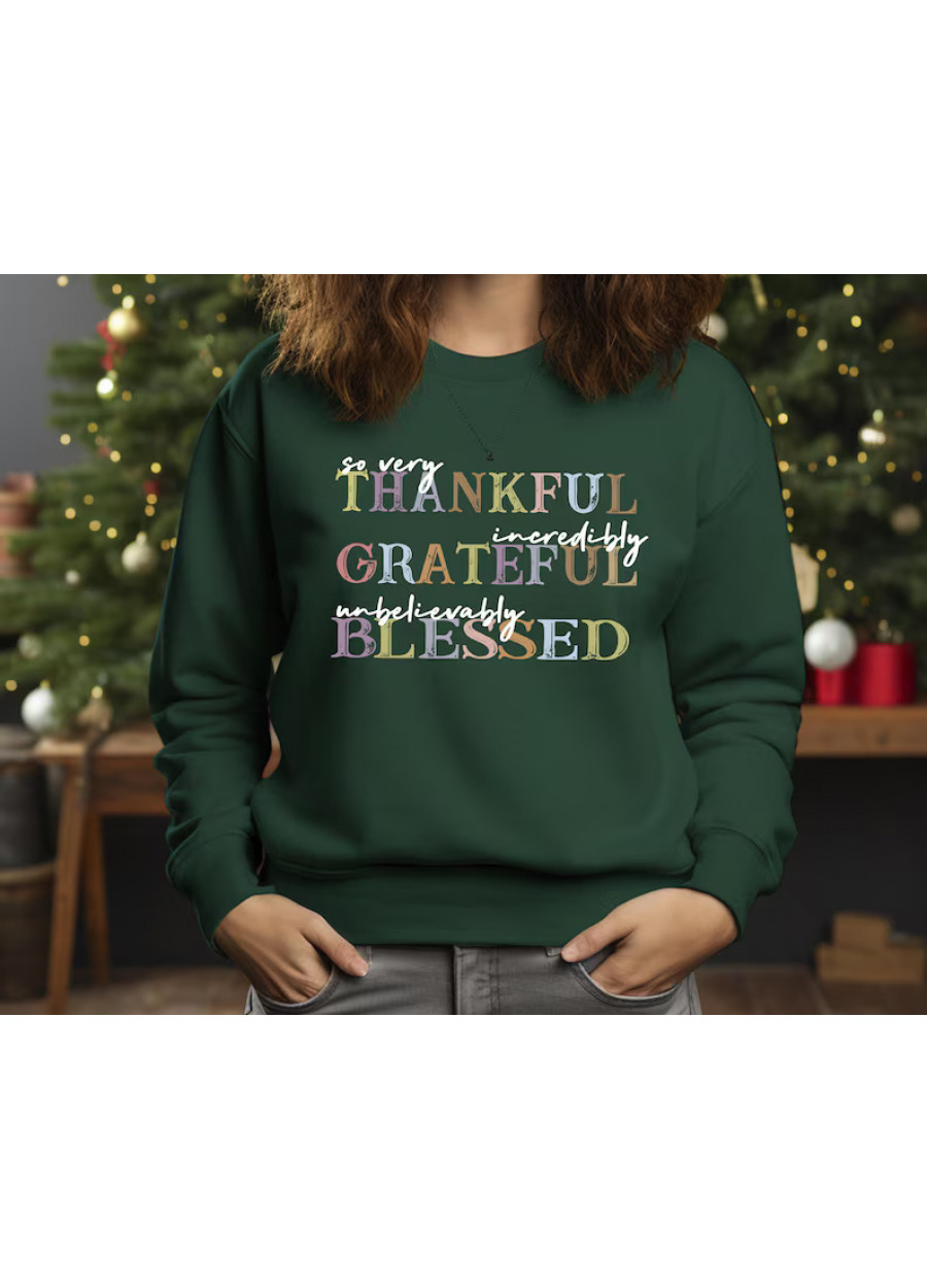 Thankful Grateful Blessed Sweatshirt, Thanksgiving Sweaters, Fall Hoodies, Thankful Hoodie