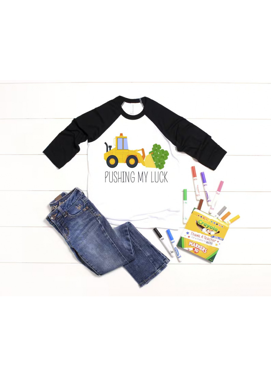Pushing My Luck St. Patrick's Day Kids Shirt: Irish Toddler Tee