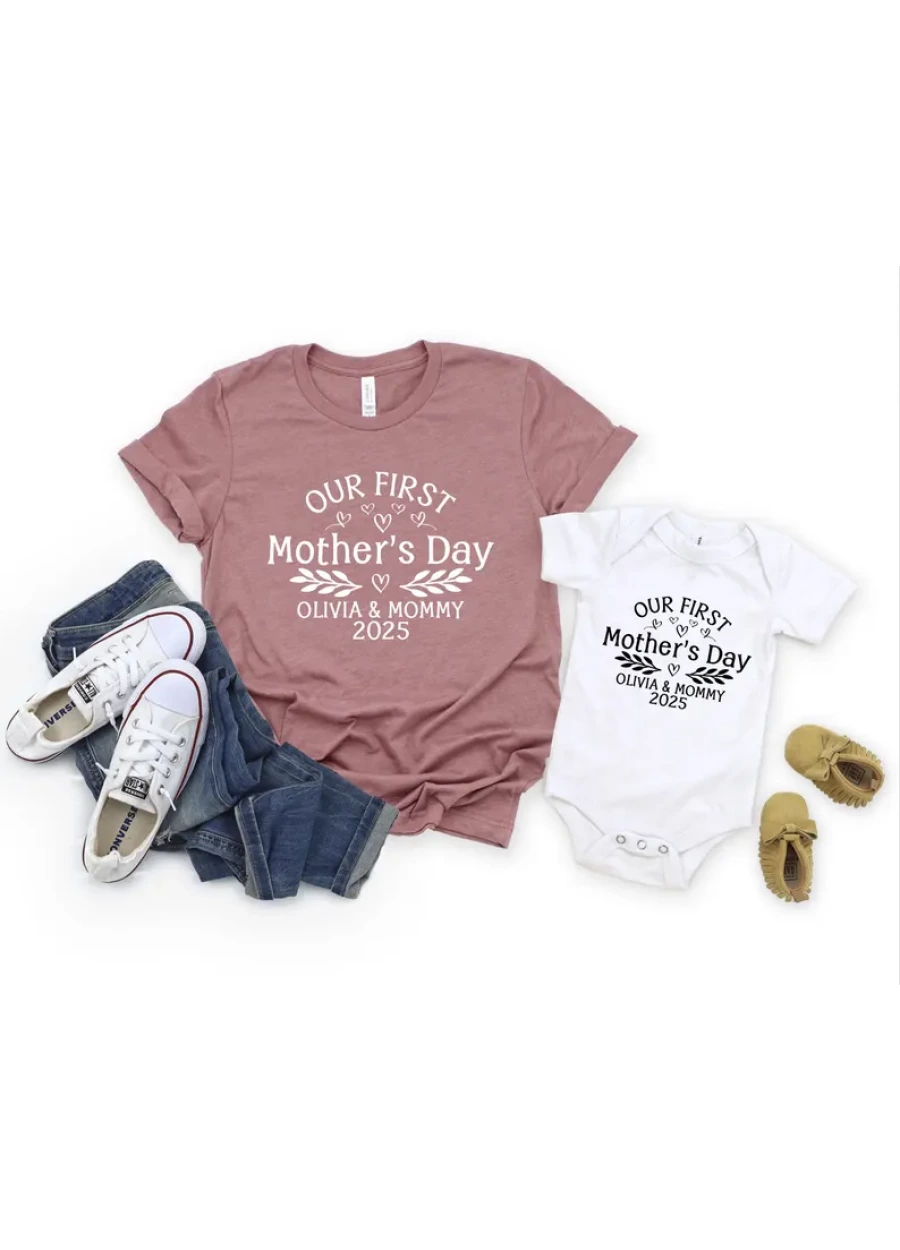 Custom 'Our First Mother's Day' Matching Shirt Set: Mommy and Me Shirt
