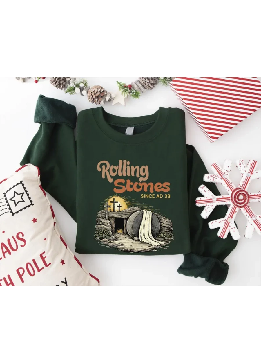 Retro Rolling Stones Sweatshirt, Jesus Easter Shirt, Religious Woman Tees, Christian Apparel