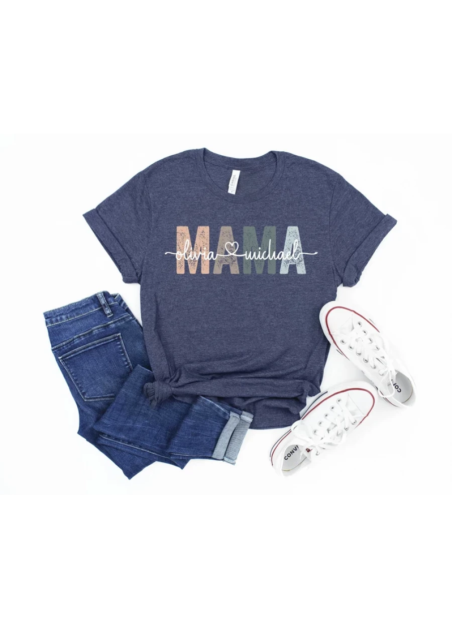 Custom Mama Shirt: Personalized Mom T-shirt With Children Names