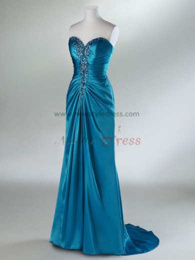 2014 new style Waist With Crystal Sweetheart Glamorous Blue and Silver Evening Dresses np-0091