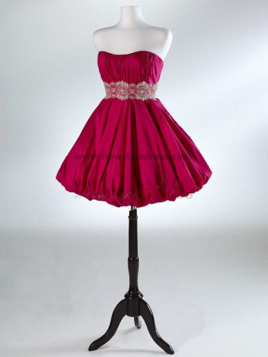 Chest with beading Cheap Red/Fuchsia Above Knee/Mini Satin Homecoming dresses nm-0022