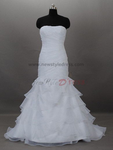 Off the Shoulder Sheath Glamorous Floor-Length Pleat Tiered Ruched Summer wedding dresses nw-0016