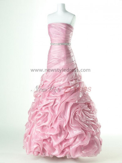 Pearl Pink or green Ruched Strapless ball gowns prom dresses np-0172 