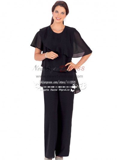 Plus size black  cozy chiffon dresses for wedding mother of the bride pant suits nmo-205