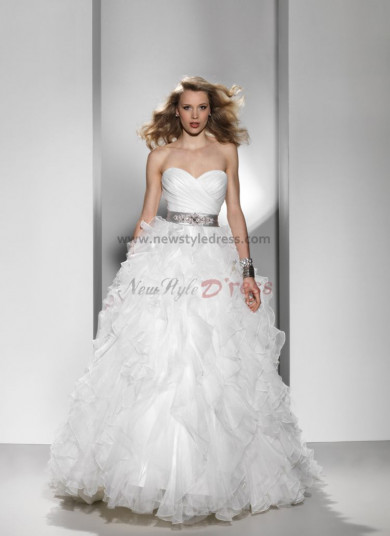 Sweetheart Sweep Train Ruffles Simple silver gray Sashes wedding dress nw-0123