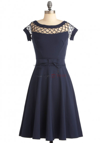 Blue a-line Knee-Length Jewel Custom Bridesmaids Dresses nm-0162