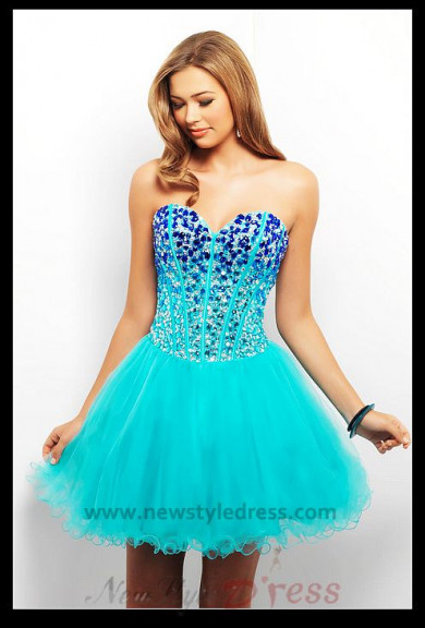 Chest Wit Crystal Tulle Above Knee Homecoming Dresse nm-0267