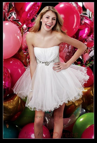 White Chest With Crystal Beads cheap Homecoming Dress nm-0272