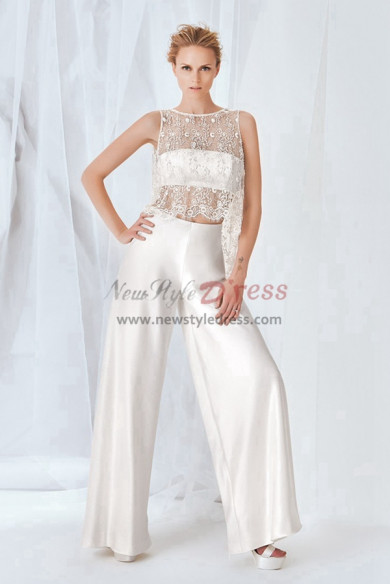 Spring Bridal jumpsuit satin wedding dress Sposa wps-102