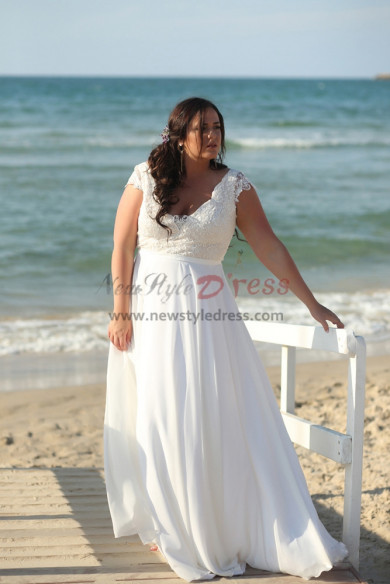Plus Size Elegant Beach Wedding Dresses, Charming V-neck Chiffon Boho Bride Dresses bds-0053