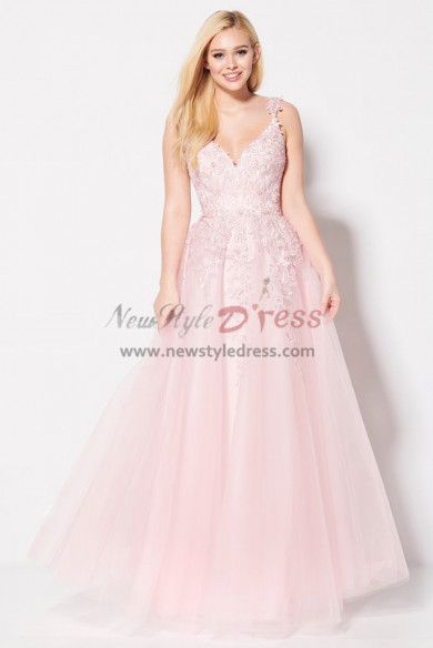 2023 Sweetheart A-Line Prom Dresses, Pink Classic Floor Length Wedding Party Dresses pds-0012-2