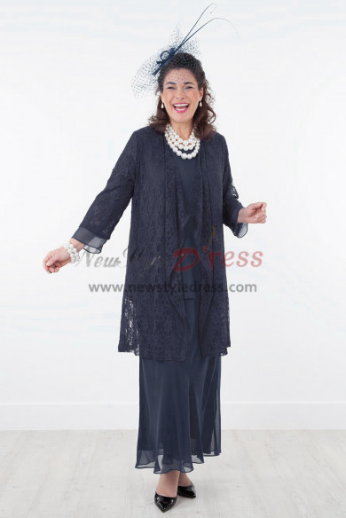 Dark Navy lace Mother of the bride dress Stretchy Waist nmo-289