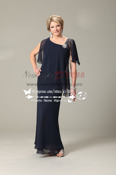 2019 Fashion Dark navy georgette mother of the bride dress cms-079