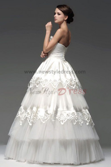 Ball Gown Satin Tiered Wedding Dresses Chest With beading nw-0106