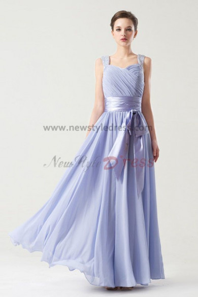 Vest A-Line purple blue Chiffon long Bridesmaids Dresses with Belt np-0266