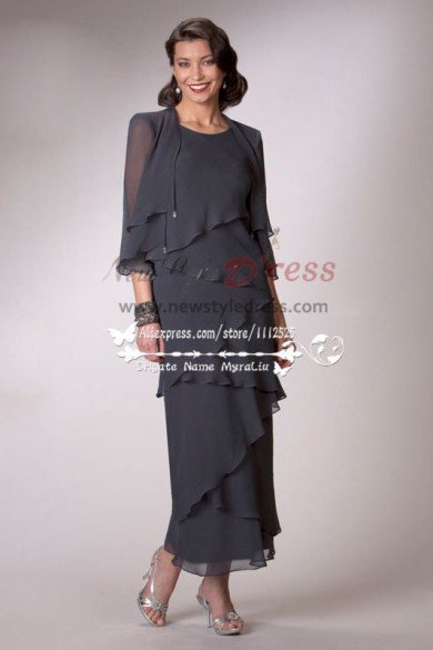 Ankle-Length Charcoal chiffon mother