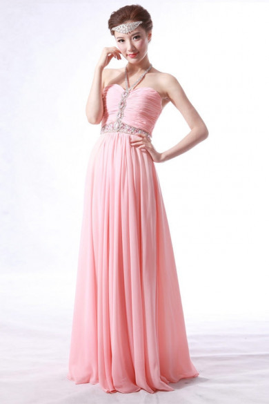 Pearl Pink Halter Chiffon Gorgeous Draped prom dress np-0242